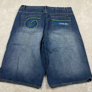 Y2K G Unit Jean Shorts Mens 42* Blue Baggy Streetwear Grunge 50 Cent Jorts Rap